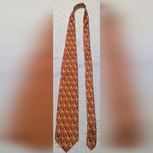 Brooks Brothers Orange Giraffe Print Silk Tie | Novelty Animal Pattern | 56”x 3"